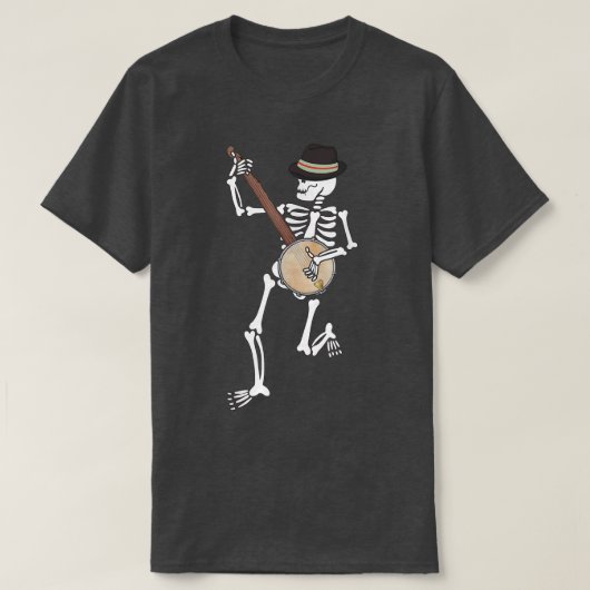 Skeleton Banjo Bluegrass Halloween Folk Music Love T-shirt (Design voorkant)