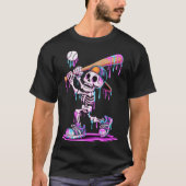 Skeleton Baseball Drip Boys Jeugd Kinder Halloween T-shirt (Voorkant)