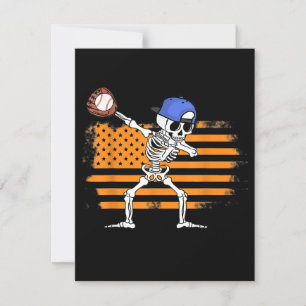 Skeleton Baseball Funny Halloween Kaart