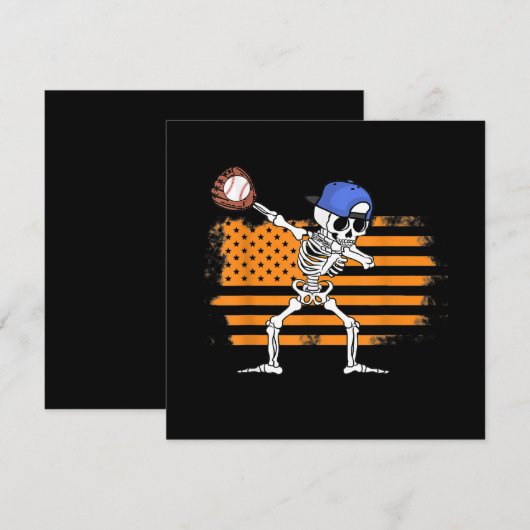 Skeleton Baseball Funny Halloween Kaart (Voorkant / Achterkant)