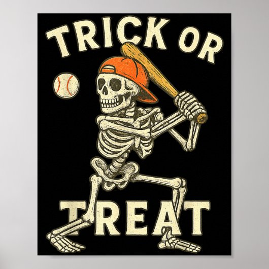 Skeleton Baseball Halloween Costume Funny Men Boys Poster (Voorkant)