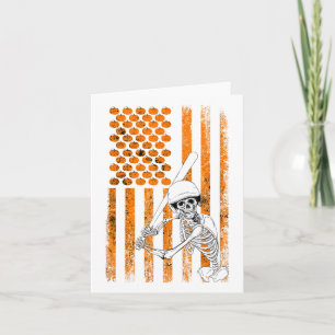 Skeleton Baseball Player Fan Skeleton Halloween Ba Kaart