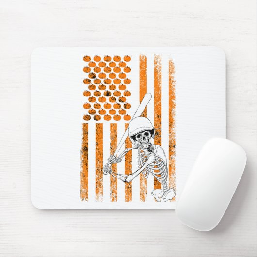 Skeleton Baseball Player Fan Skeleton Halloween Ba Muismat (Met muis)