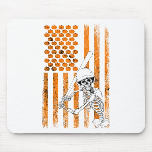 Skeleton Baseball Player Fan Skeleton Halloween Ba Muismat (Voorkant)