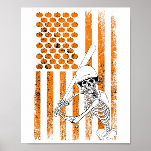 Skeleton Baseball Player Fan Skeleton Halloween Ba Poster (Voorkant)