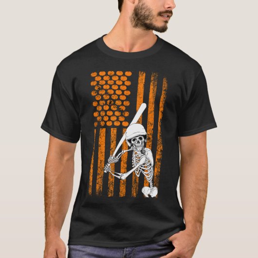 Skeleton Baseball Player Fan Skeleton Halloween Ba T-shirt (Voorkant)