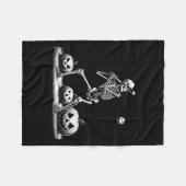 Skeleton Baseball Speler Halloween Mannen Vrouwen  Fleece Deken (Voorkant (Horizontaal))