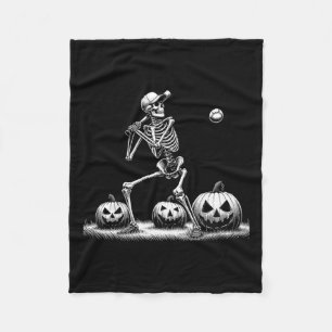 Skeleton Baseball Speler Halloween Mannen Vrouwen  Fleece Deken