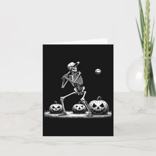 Skeleton Baseball Speler Halloween Mannen Vrouwen  Kaart (Voorkant)