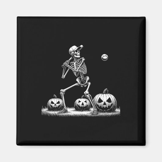 Skeleton Baseball Speler Halloween Mannen Vrouwen  Magneet (Voorkant)