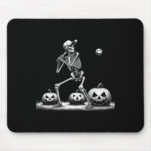 Skeleton Baseball Speler Halloween Mannen Vrouwen  Muismat (Voorkant)