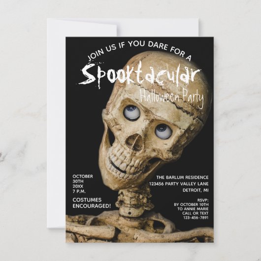 Skeleton Bash Halloween Party Kaart (Voorkant)