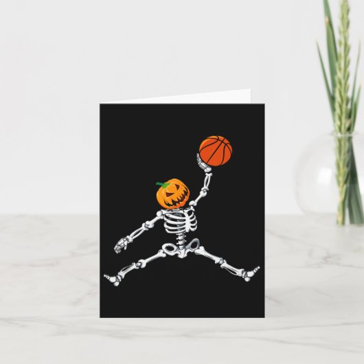 Skeleton Basketball Halloween Pumpkin Slam Dunk Kaart (Voorkant)