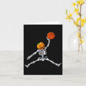 Skeleton Basketball Halloween Pumpkin Slam Dunk Kaart (Gele Bloem)