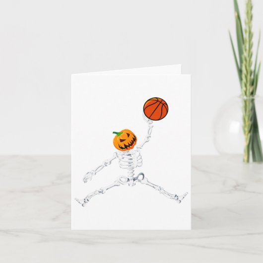 Skeleton Basketball Halloween Pumpkin Slam Dunk Kaart (Voorkant)