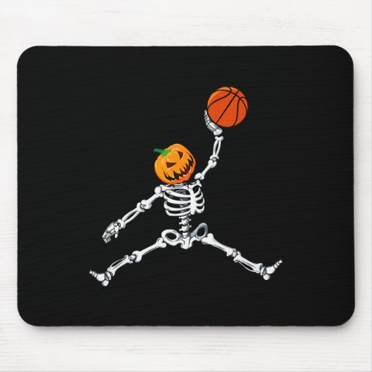Skeleton Basketball Halloween Pumpkin Slam Dunk Muismat (Voorkant)