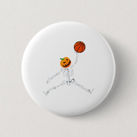 Skeleton Basketball Halloween Pumpkin Slam Dunk Ronde Button 5,7 Cm (Voorkant)