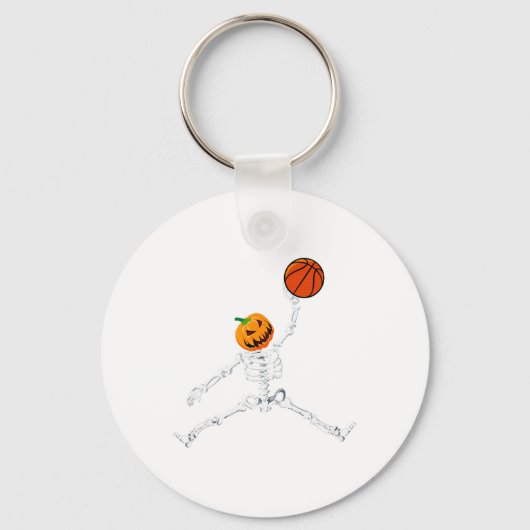 Skeleton Basketball Halloween Pumpkin Slam Dunk Sleutelhanger (Voorkant)
