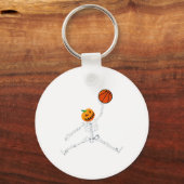 Skeleton Basketball Halloween Pumpkin Slam Dunk Sleutelhanger (Voorkant)