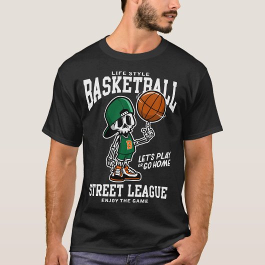 Skeleton Basketball Street League Mannen T-Shirt (Voorkant)