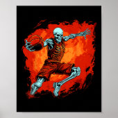 Skeleton basketbalspeler Halloween Spooky Poster (Voorkant)