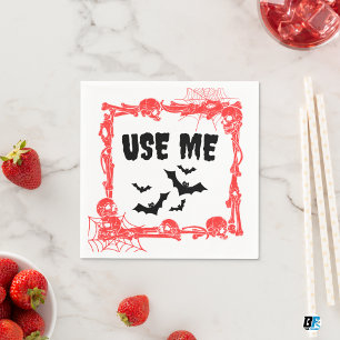 Skeleton & Bat Halloween-feest voor "USE ME" Servet