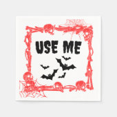 Skeleton & Bat Halloween-feest voor "USE ME" Servet (Voorkant)