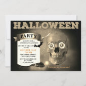 Skeleton Bat Halloween Party Invitation Kaart (Voorkant)