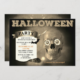 Skeleton Bat Halloween Party Invitation Kaart