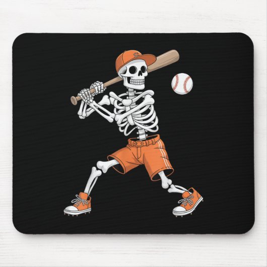 Skeleton Batting Baseball Halloween  Muismat (Voorkant)