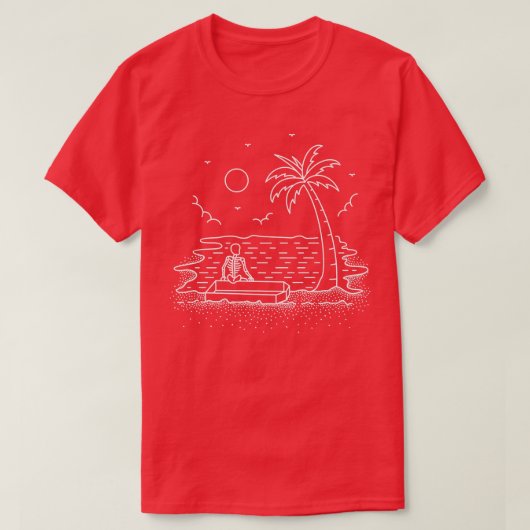 Skeleton Beach Chill Summer Natuur Line Art T-shirt (Design voorkant)