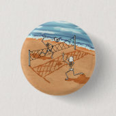 Skeleton Beachvolleybal Speld Ronde Button 3,2 Cm (Voorkant)
