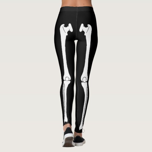 Skeleton Been Botten Zwart Halloween Leggings (Achterkant)