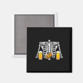 Skeleton Beer Lover Hamburger Pizza Xray Halloween Magneet (Voorkant / Achterkant)