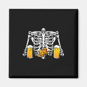 Skeleton Beer Lover Hamburger Pizza Xray Halloween Magneet (Voorkant)