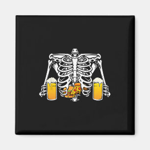 Skeleton Beer Lover Hamburger Pizza Xray Halloween Magneet