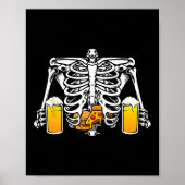 Skeleton Beer Lover Hamburger Pizza Xray Halloween Poster (Voorkant)