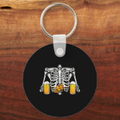 Skeleton Beer Lover Hamburger Pizza Xray Halloween Sleutelhanger (Voorkant)