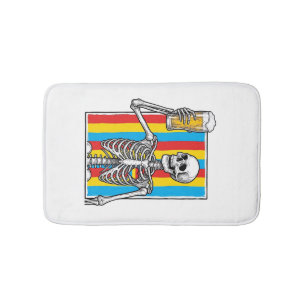 Skeleton Beer Regenboog Vintage Graveer Shirt_1 Badmat