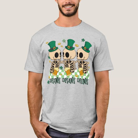 Skeleton Beer St. Patrick's Day, Drink Drink Drink T-shirt (Voorkant)