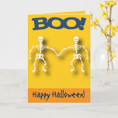 Skeleton bewerkbare Halloween  Kaart (Gele Bloem)