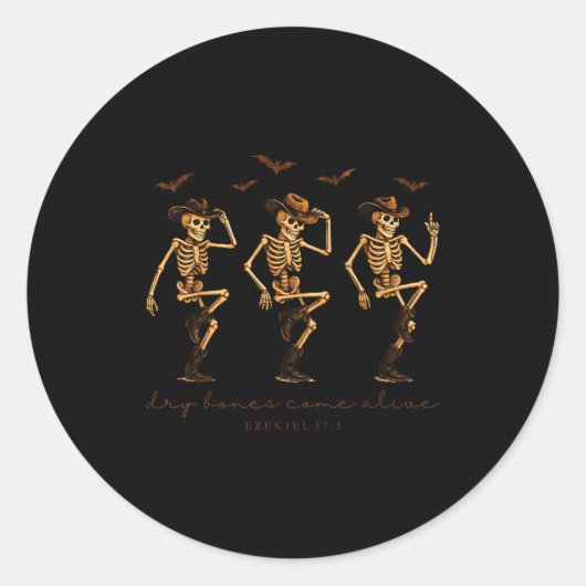Skeleton Bible Verse Dry Bones Come Alive Christia Ronde Sticker (Voorkant)