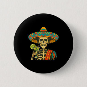Skeleton bier cinco de mayo feest ronde button 5,7 cm