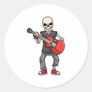 Skeleton bij Muziek met Guitar Ronde Sticker