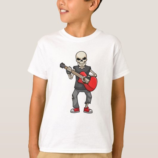 Skeleton bij Muziek met Guitar T-shirt (Voorkant)