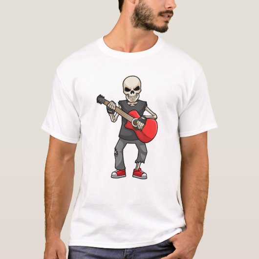 Skeleton bij Muziek met Guitar T-shirt (Voorkant)