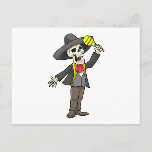 Skeleton bij Muziek met Maracas Briefkaart (Voorkant)