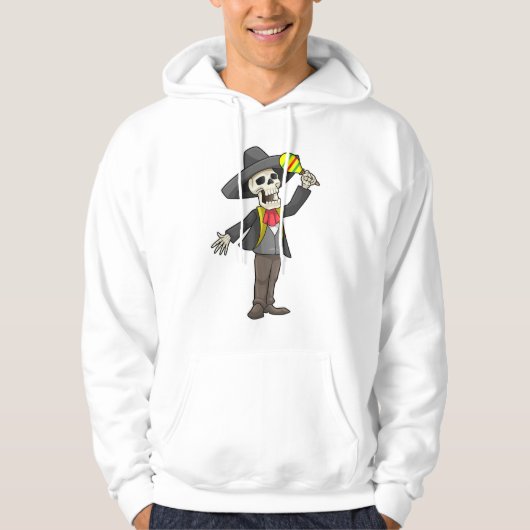 Skeleton bij Muziek met Maracas Hoodie (Voorkant)