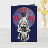 Skeleton biker 18th birthday card kaart (Gele Bloem)