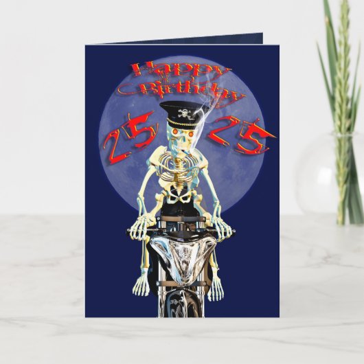 Skeleton biker 25e verjaardag kaart (Voorkant)